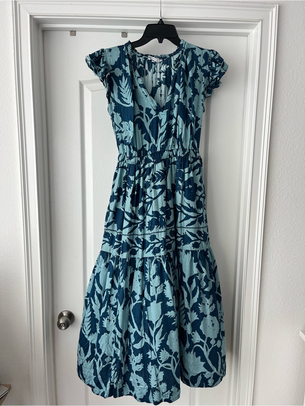 OMIKA Willa Midi Dress Lolita Harbor Blue Floral S